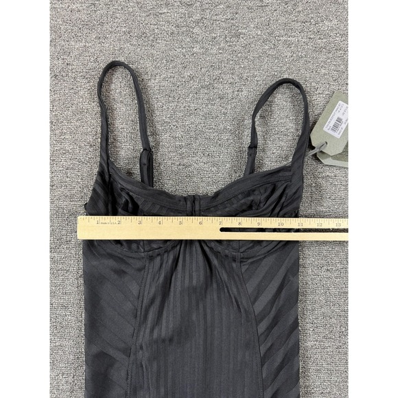 AllSaints Yuni Rib Bodysuit Womens 0 Black Strappy Zip Back Textured Stretch - Picture 6 of 9